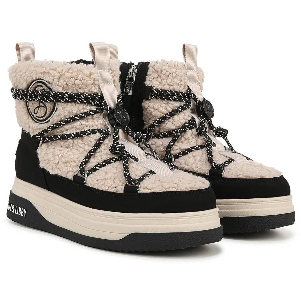 NWB Sam & Libby Carly Sherpa Zip Lace Up Winter Snow Boots Womens 10‎